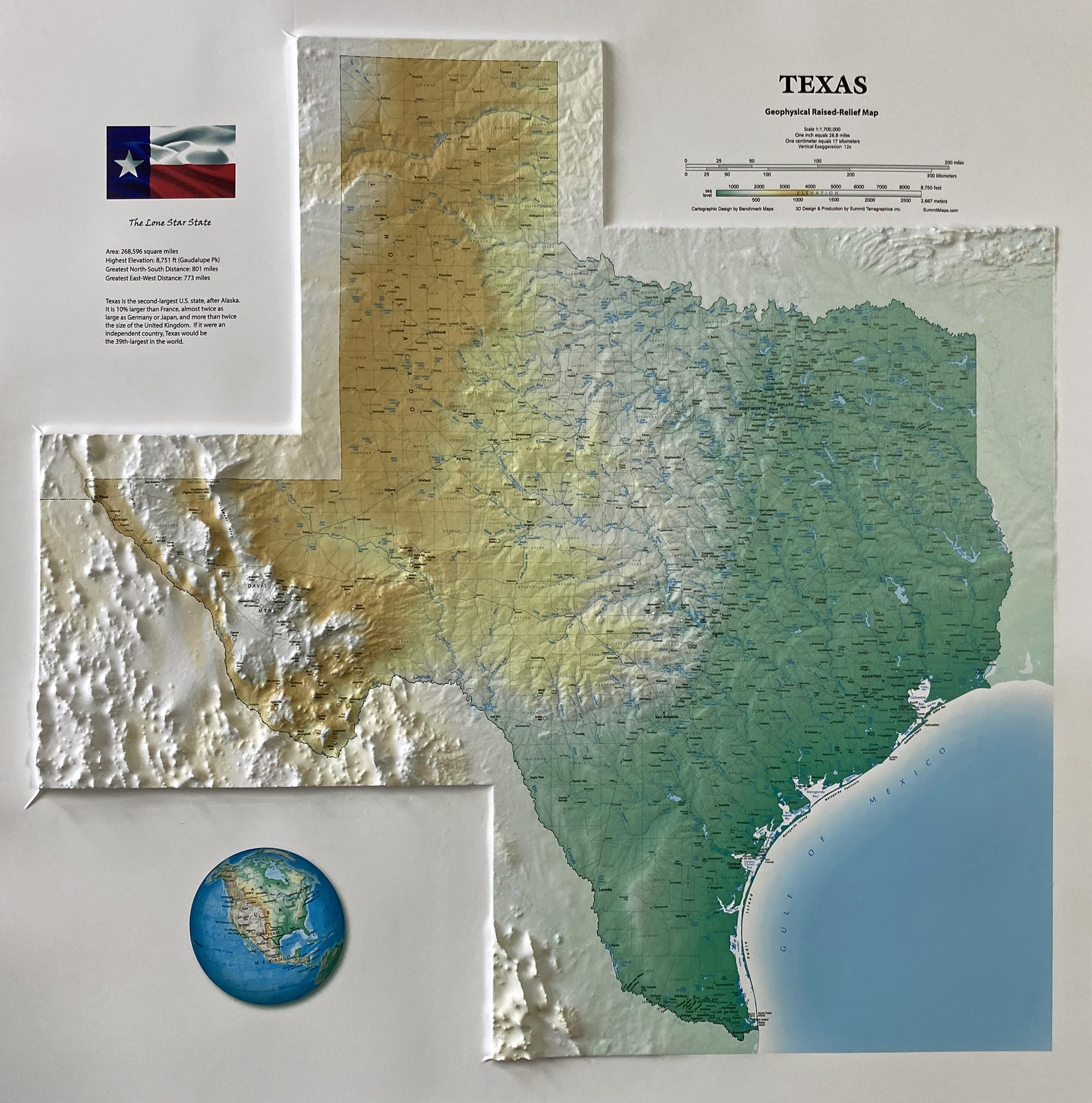 Large 3d Texas Map Summit Maps 6048